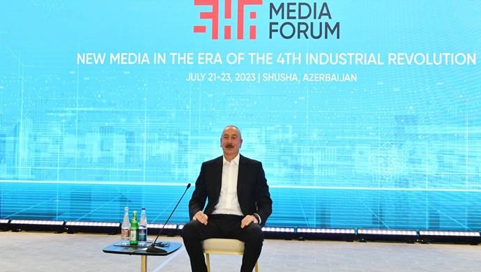 İlham Əliyev Şuşa Qlobal Media Forumunda çıxış edib